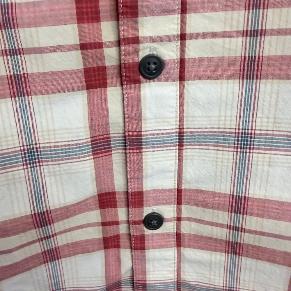 Columbia Mens Red Plaid Short Sleeve Button Up Shirt Regular Fit Cotton Medium - Picture 4 of 6